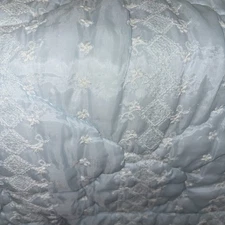 Vtg Acrylic Baby Blanket Blue&white Nylon Trim Acrylic Baby Morgan?