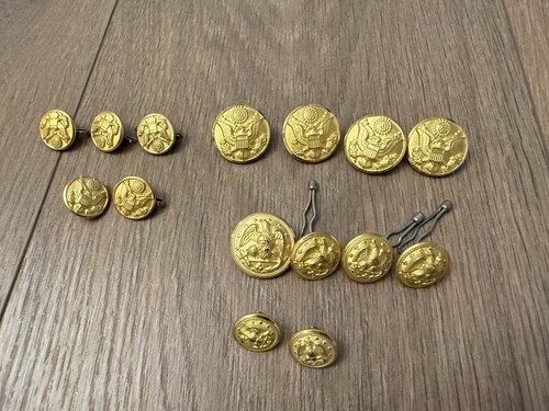 VINTAGE Waterbury Button Co US Navy Brass Eagle Anchor Buttons Lot of 15 Mixed