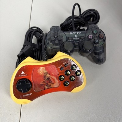 Sony 2 PS2 Dualshock Controller Smoke Transparent Clear Slate + Street Fighter 
