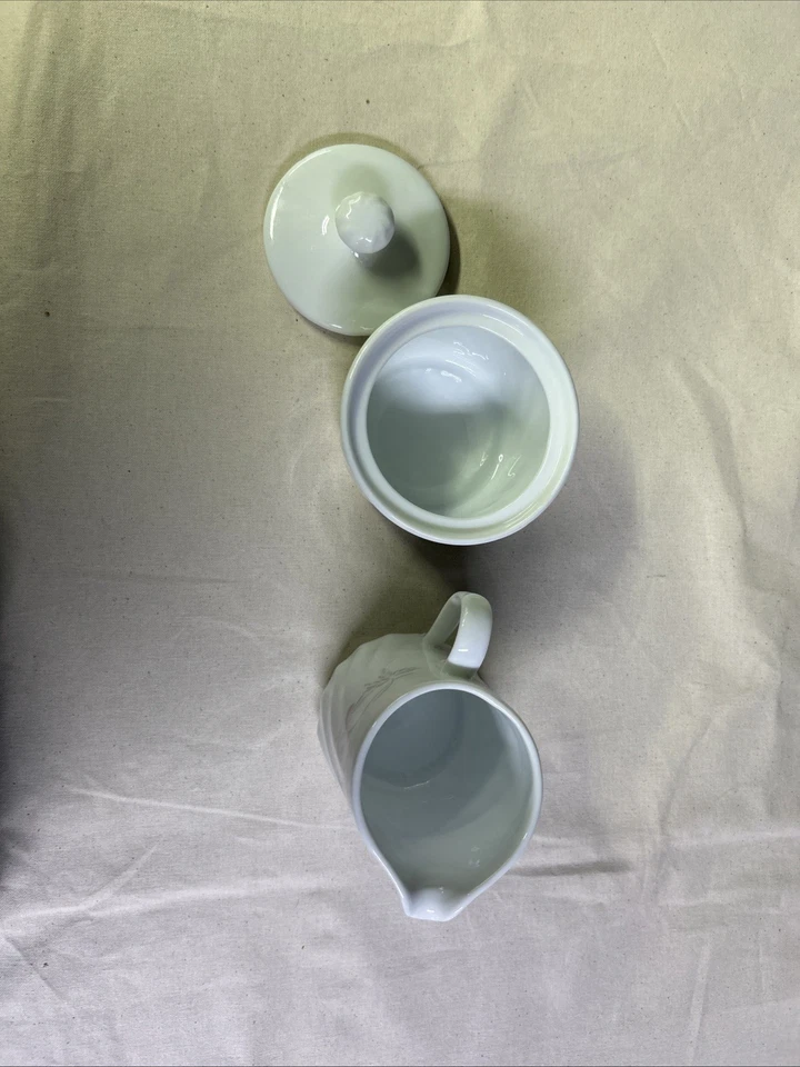 Cuenco de crema y azúcar Corning Pink Trio con tapa remolino acanalado blanco repuesto Foto 2 de 4