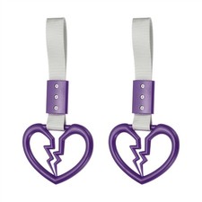 2Pcs Broken Heart Shaped Car Handle Straps for Auto Decoration, Purple