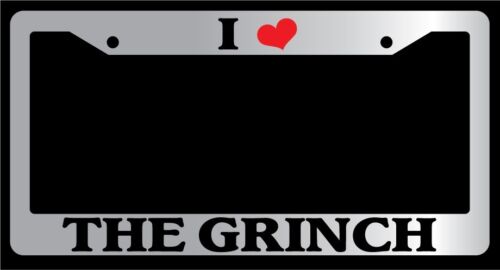 Chrome License Plate Frame "I Heart The Grinch" Auto Accessory 821 - Picture 1 of 1