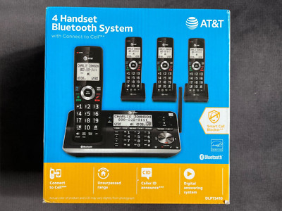 AT&T 4 Handset Bluetooth System Black DLP73410 Connect To Cell NEW IN Sealed BOX