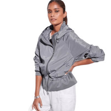 Madeleine Lightweight Synch Waist Hooded Grey Jacket 10