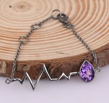 February Birthstone Heartbeat Bracelet With Amethyst Silver Valentine Bracelet