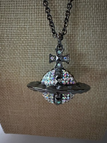 Vivienne Westwood Full Crystal 3D Large Orb Pendant Necklace Long Chain - Picture 7 of 11