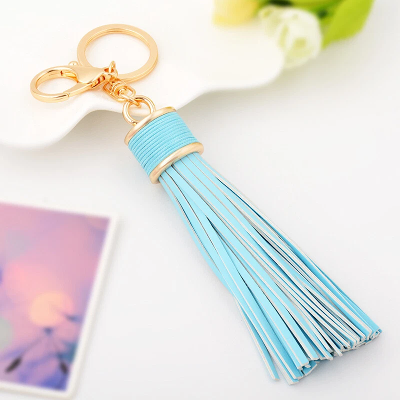 Chaveiro feminino de couro borla 20 cm chaveiro de carro chaveiro bolsa para meninas - Imagem 3 de 4