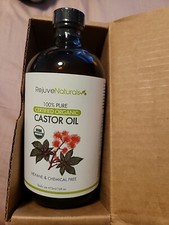 RejuveNaturals Castor Oil 16oz Glass Bottle USDA Certified Organic 100 Pure