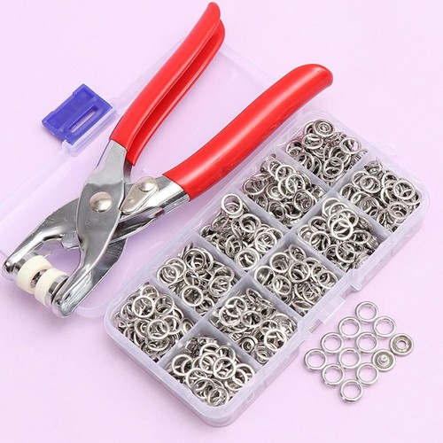 Pinza Per Occhielli Borchie Bottoni Automatici Cinture Borse Scarpe 100 OCCHIOLI - Foto 11 di 11