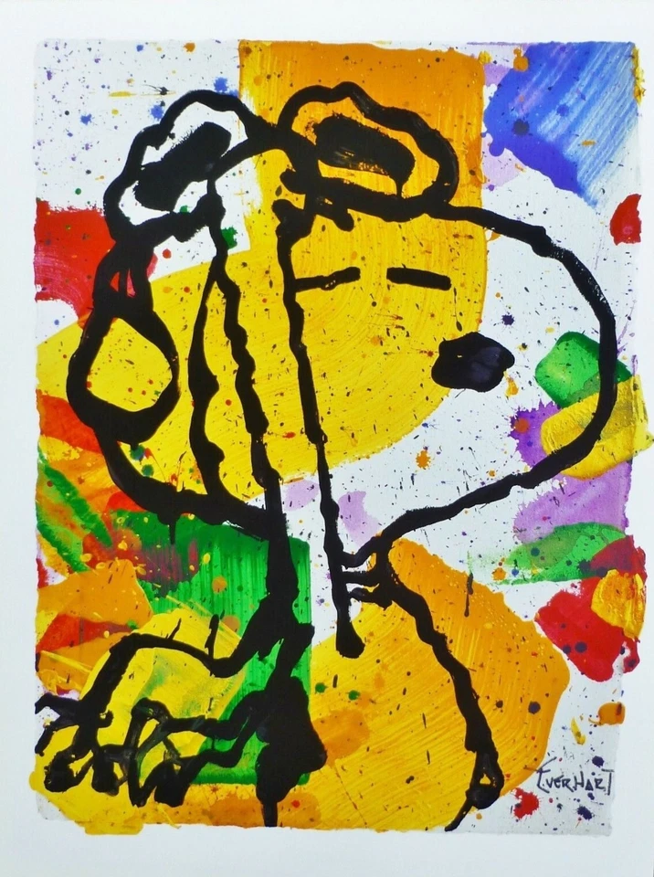 Litografia de aniversário assinada placa piloto cachorro Snoopy Tom Everhart Salute 2000 - Imagem 2 de 3