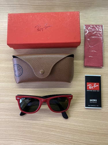 Ray-BAN WAYFARER montatura rossa lenti RB2140 Nera-USATO MA OTTIME  CONDIZIONI | eBay