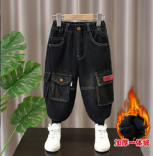 Baby Boys Winter Thicken Warm Denim Pants Casual Jeans Elastic Trouser Bottom