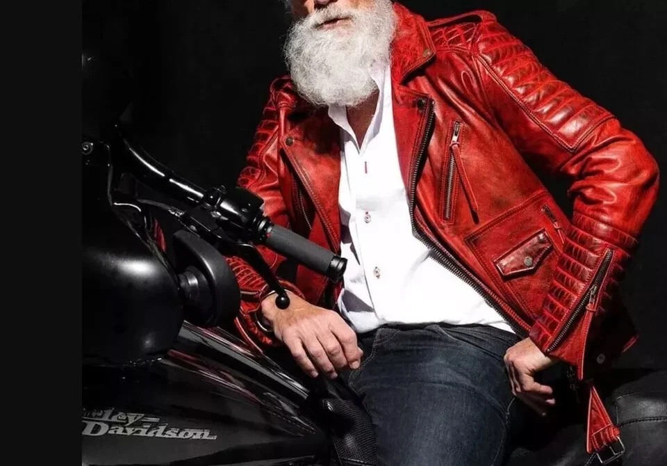 Men's Slim Fit Leather Jacket Biker Style Real Lambskin Quilted Leather Jacket R