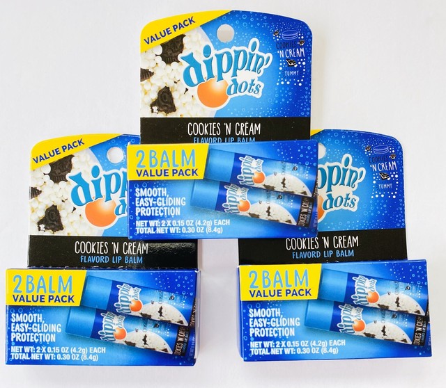 Dippin Dots Cookies n' Cream Flavored Lip Balm Set of 3 2Packs (6
