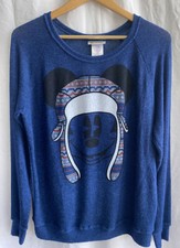 DISNEY Parks Mickey Mouse Winter Holiday Pullover Sweater Blue Size L