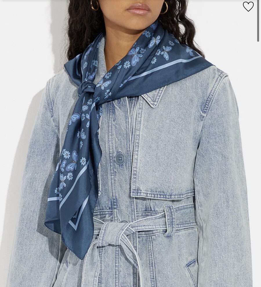 NWT Coach Lovely Butterfly navy scarf 35x35 Style No. CH067 thumbnail 3