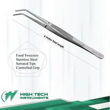 Stainless Steel Tweezer Long Food Tongs Kitchen Chef Angled Tip Fine Tool 6"