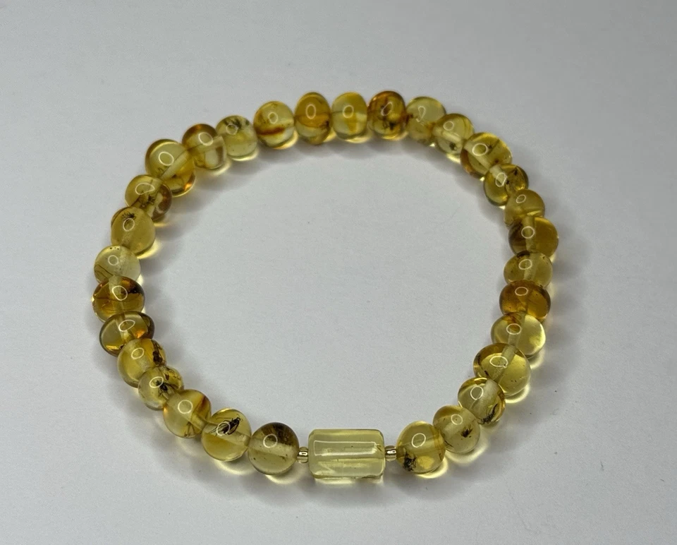 Pulsera de Piedra ÁMBAR GENUINO con INSECTOS ATRAPADOS.Pulsera de Ámbar con MOSCAS. Foto 2 de 4