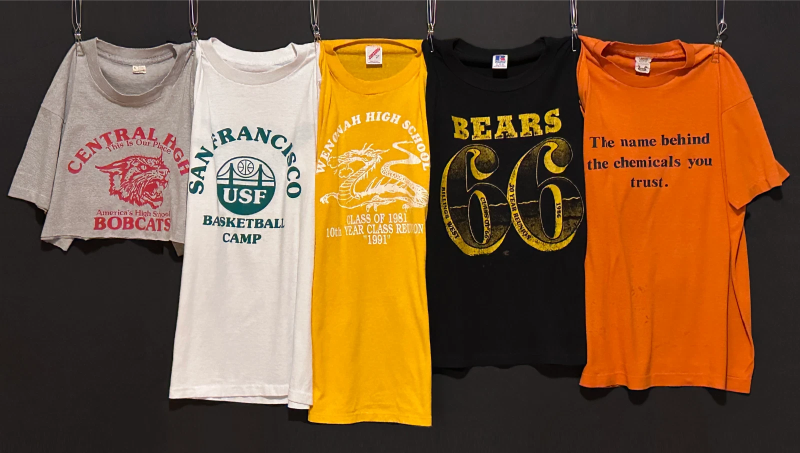 BUNDLE VTG Sporty T-shirts heather grey, white, yellow, black , orange
