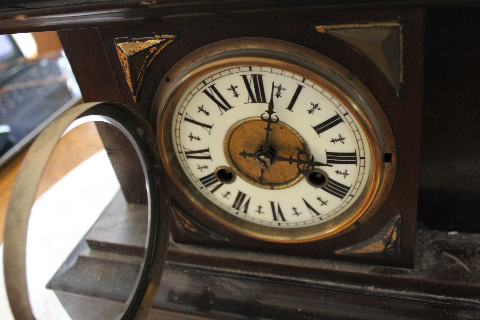 Large Antique (German?) Wood Cased Striking Mantel Clock Parts/Restoration eBay