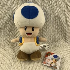 Nintendo Store Blue Toad All Star Plush 8" Super Mario Bros Little Buddy Japan