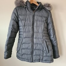 Karrimor Ks-550 Quilted Duck Down Coat Women's Uk 12 Grey Detachable Hood 