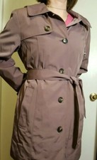 NEW London Fog Water Resistant Trench Coat Removable Hood Size Large