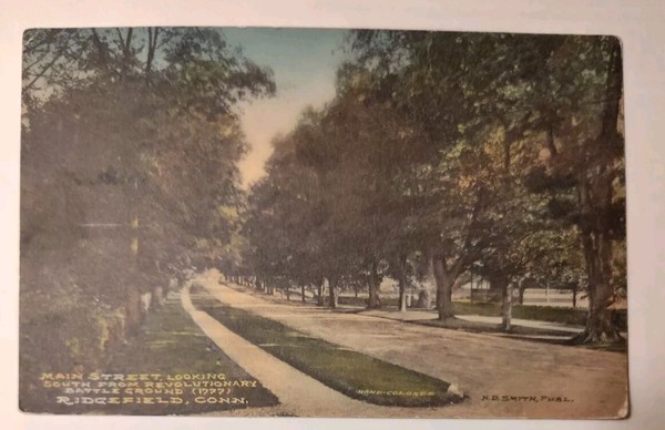 Postal de colección Ridgefield, CT Main Street St. View DB Old Connecticut 