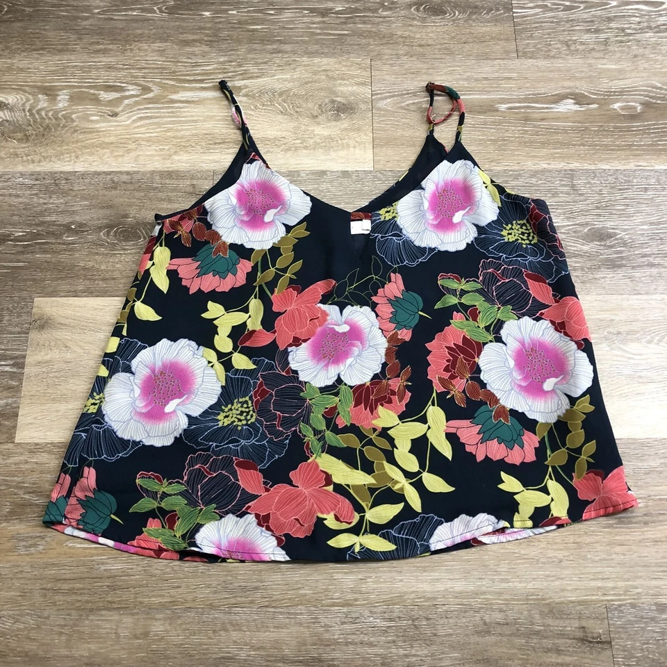 LUSH Spaghetti Strap Multi Color Floral Print Sleeveless Top Women's Size XS - Image 4 of 4