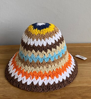 Hut Bast geflochten Damen onesize Sommerhut luftig Boonie Vegan Bunt