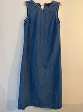 Vintage Jumper Denim Dress Size M 90s Button Maxi Denim Co prairie