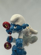 Smurfs Baby Smurf White Pajamas Rattle Vintage Figure Toy Peyo Figurine
