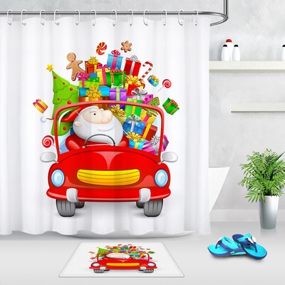 red truck christmas bathroom