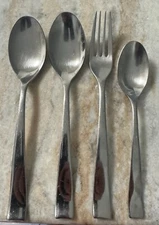 4pc Strand Stainless by Gourmet Settings Glossy, Tapered, Flat, Tips Up spoons f