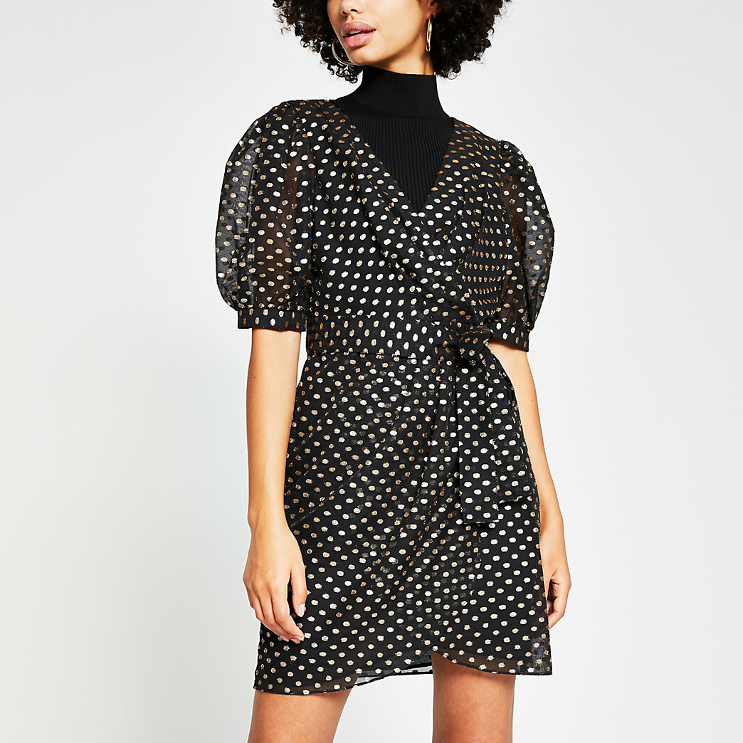 River Island Black Metallic Polka Dot Tea Dress Size UK 8/EU 34 RRP: 45.00 | eBay River Island Black Metallic Polka Dot Tea Dress Size UK 8/EU 34 RRP: 45.00 | eBay