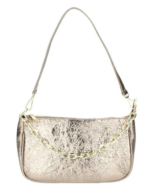 Diva's Bags Handtasche Leder Gold mit abnehmbarem Schultergurt Made in Italy