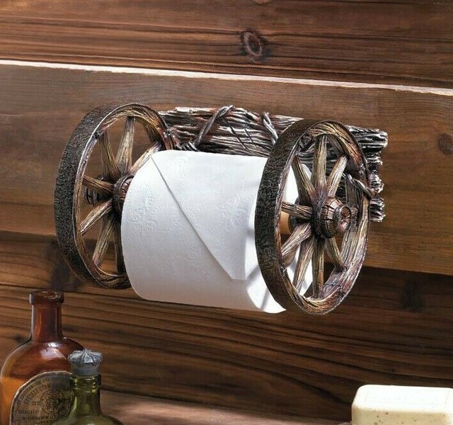 western country cowboy wagon wheel Statue Bathroom Toilet Paper TP Holder Statue eBay