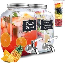 1 Gallon Beverage Dispensers With Spigot Stainless Steel Mason Jar Drink 2 Pack