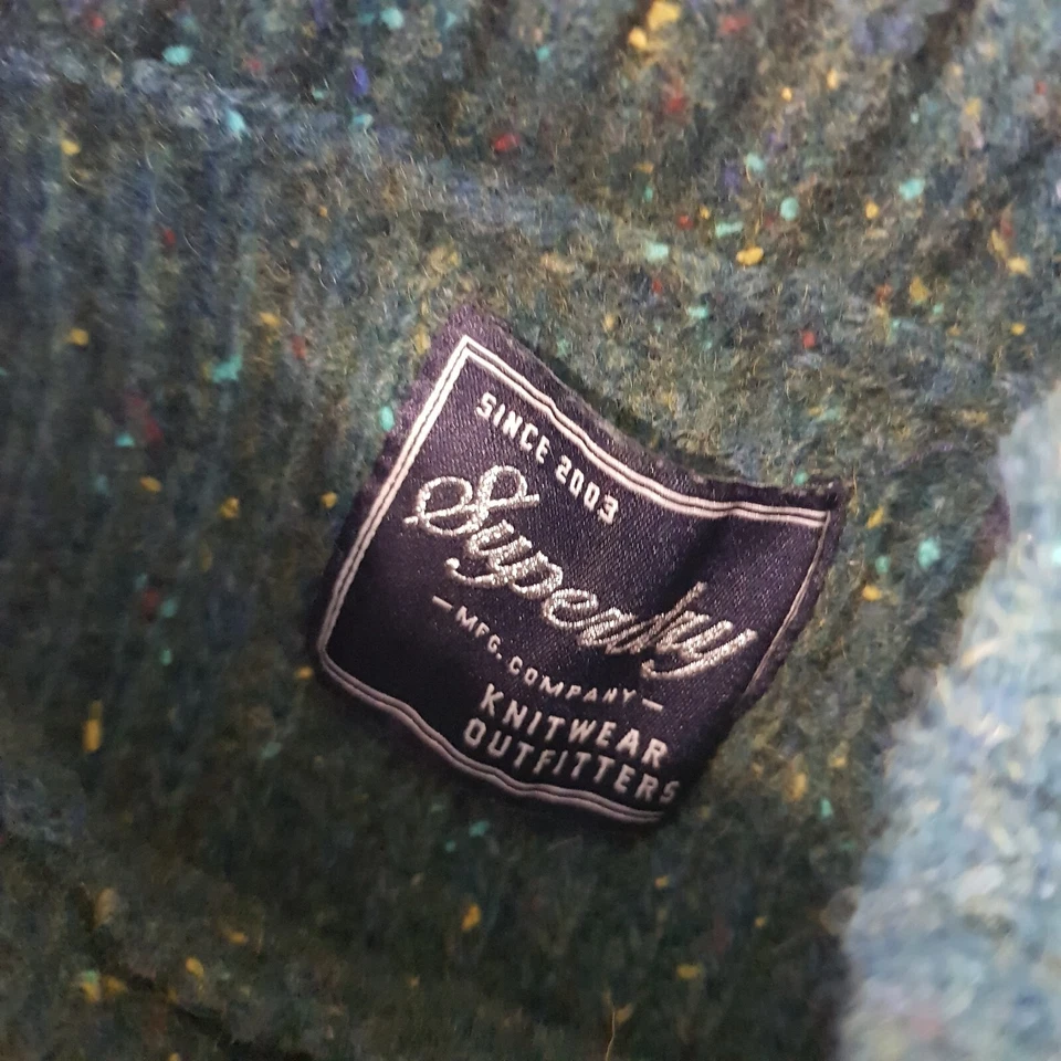 Superdry мужской джемпер средний зеленый свитер трикотажа ягненка шерсти ребристый Fleck - Изображение 4 из 4