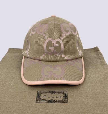 Gucci GG Monogram Jumbo Jacquard Canvas Baseball Cap Hat Pink Size