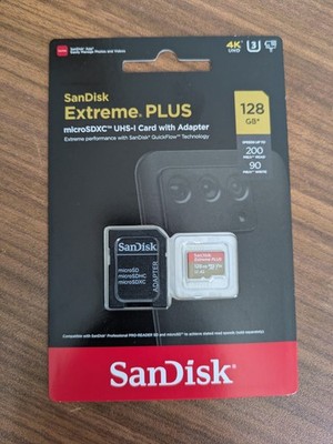 SanDisk Extreme PLUS 128GB microSDXC UHS-I U3 V30 A2 Card w/ Adapter Waterproof