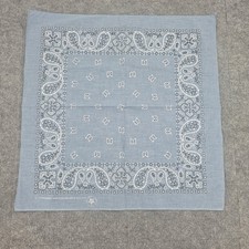 Vintage Wamcraft Paisley Bandana Light Blue Made in USA RN 14193 Cotton Poly