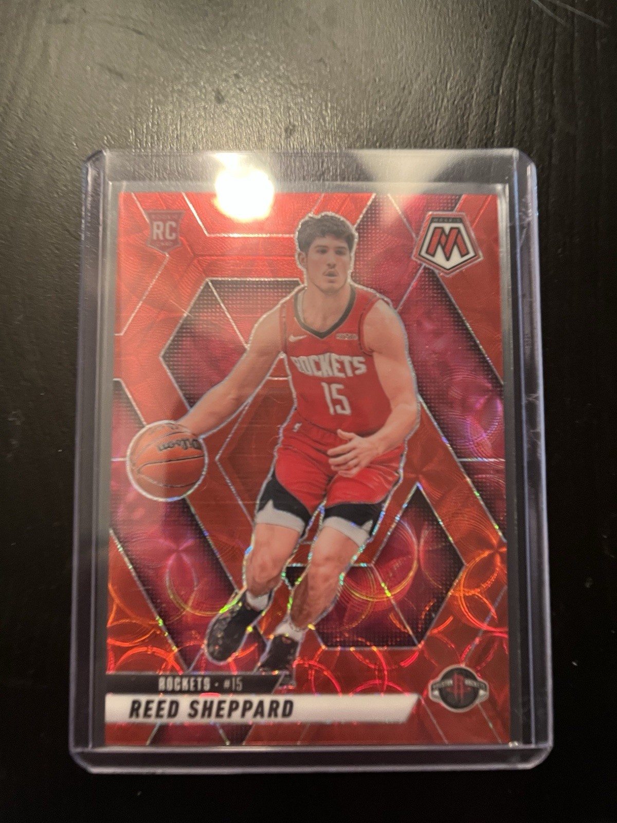 2024-25 Mosaic - NBA Debut Reed Sheppard International Red Mosaic Prizm /75 (RC)