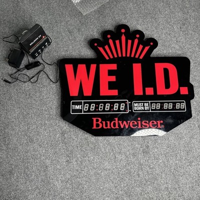 BUDWEISER BEER WE ID COUNTDOWN CLOCK LIGHT UP LED SIGN man cave !NEEDS REPAIR!!
