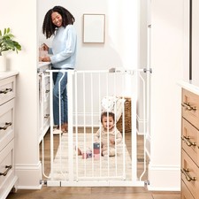 Easy Step Extra Tall Walk Thru Baby Safety Gate Fits Openings 29-36.5 Inches