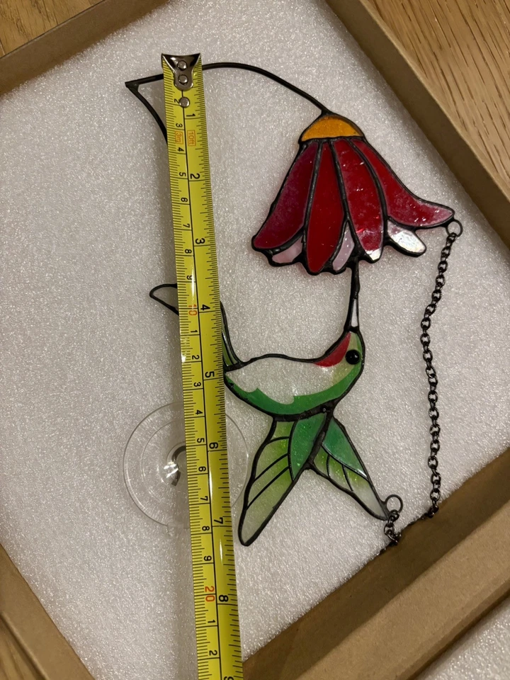 Ручной работы витраж колибри и цветок Suncatcher - Изображение 4 из 4