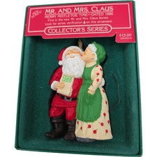 1986 Mr & Mrs Santa Claus #1 In Series Merry Mistletoe Time Christmas Ornament