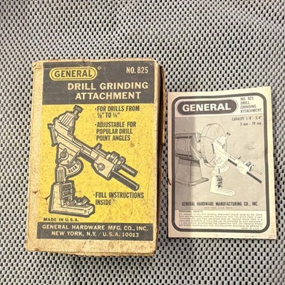 General No. 825 Drill Grinding Attachment Adjustable Angles 1/8''-3/4'' Metal