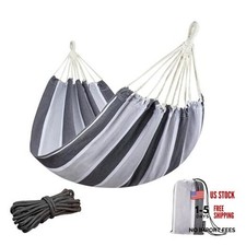 Brazilian Hammock for Single Preson Portable Hammock with Hanging Grey Stripe