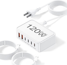 120W USB C Charger Block, 6 Port USB Charging Station for Multiple Devices, PD 3